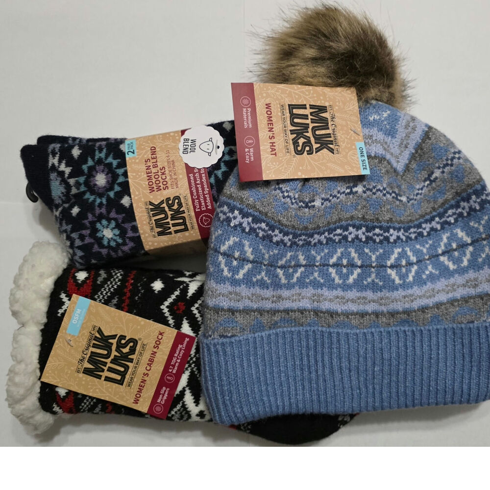MUK LUKS Women's 3-Piece Winter Cozy Bundle NWT
